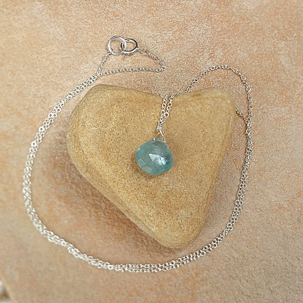 Green Kyanite Drop Pendant Necklace Rubarb Jewelry