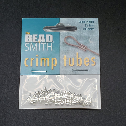 Crimp Beads, Silver Plate, Beadsmith - 2x2mm 100pk