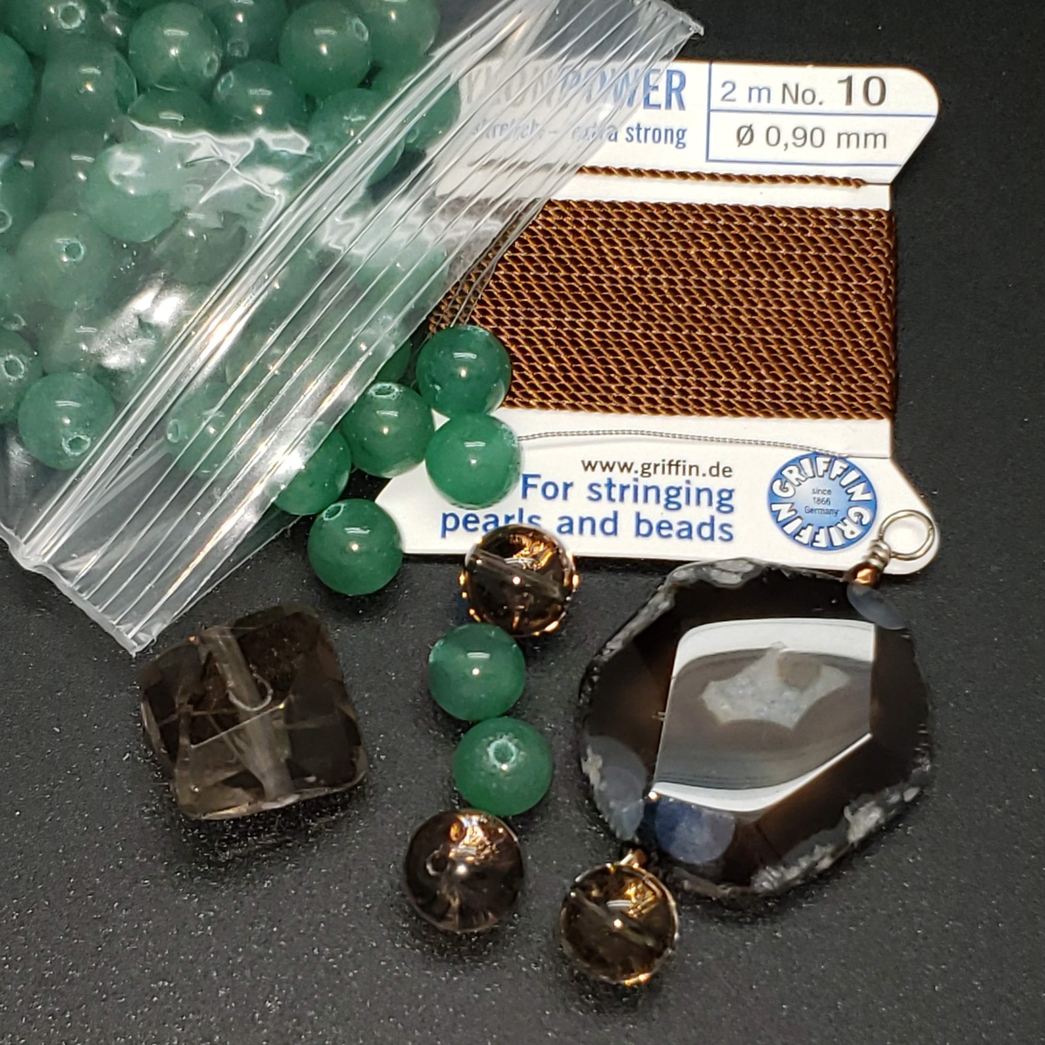 Mala Bead Kit: Green Aventurine and Smoky Quartz