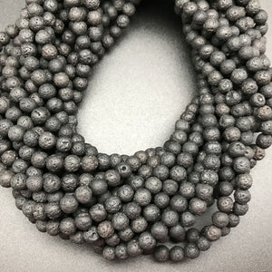 Black Lava 6mm Round Beads
