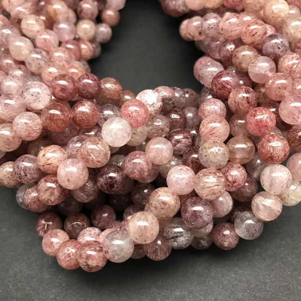 Strawberry Quartz Round Beads - 8mm