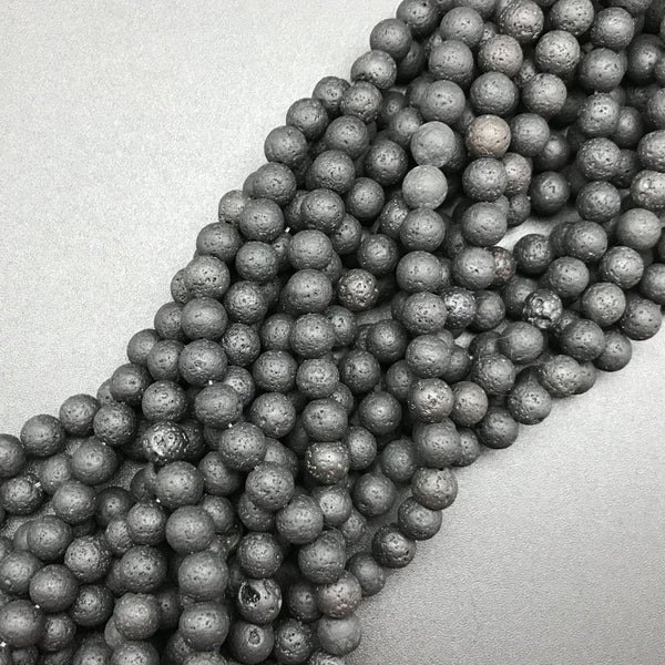 Black Lava 8mm Round Beads