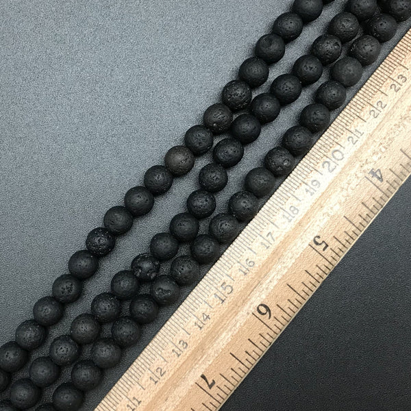 Black Lava 8mm Round Beads