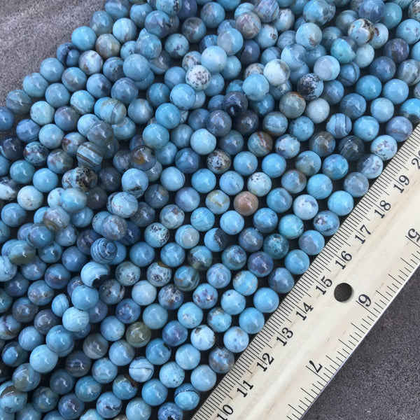 Opalized Agate Blue Swirls 8mm Beads