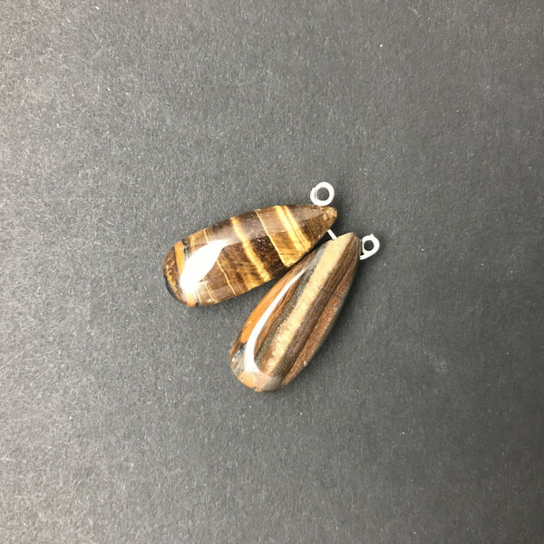 Tiger Eye Polished Drop Pair