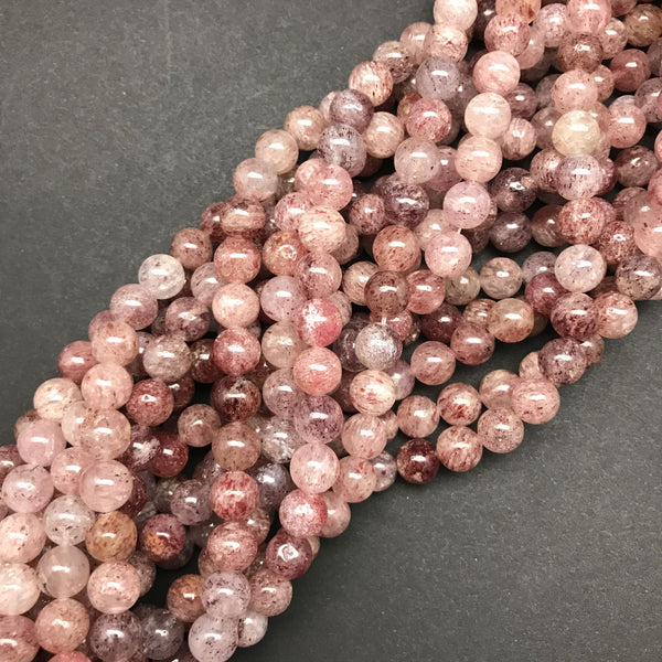Strawberry Quartz Round Beads - 8mm