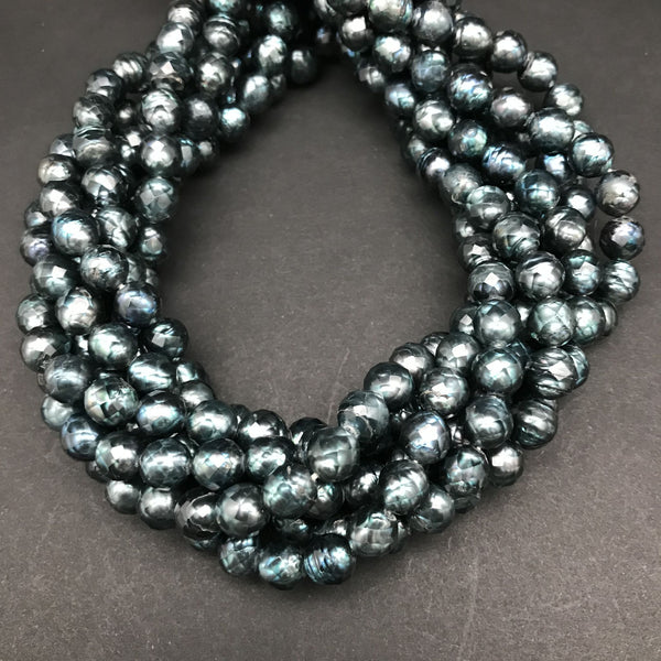 Pearls, Faceted Peacock, 7mm