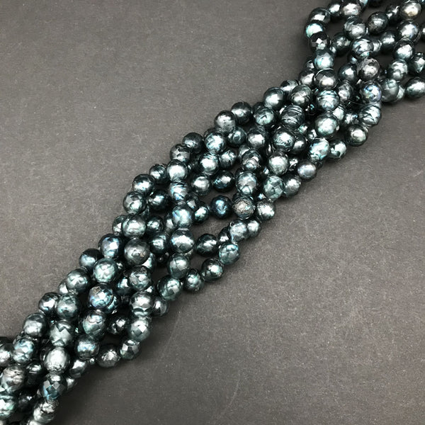 Pearls, Faceted Peacock, 7mm