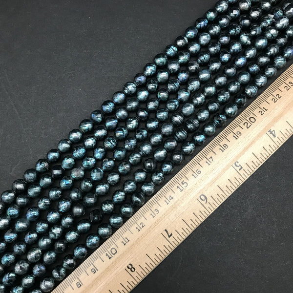 Pearls, Faceted Peacock, 7mm
