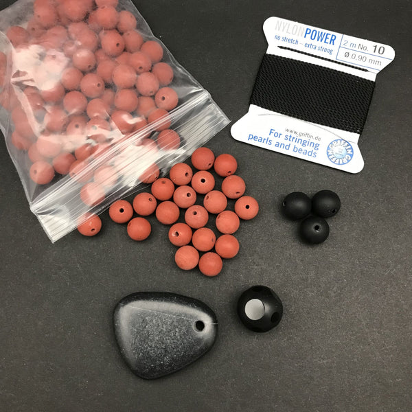 Mala Bead Kit: Red & Black Jasper