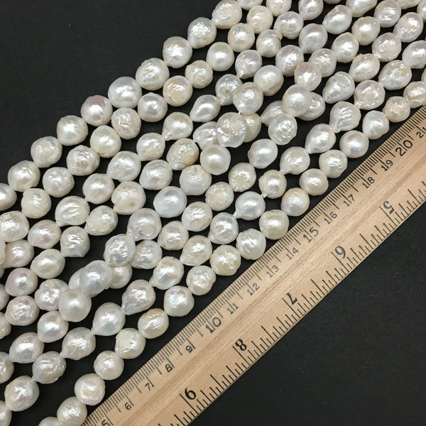 Pearls, Rosebud Baroque White, 10-12mm