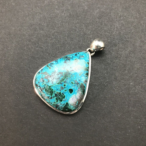 Chrysocolla & Sterling Teardrop Pendant