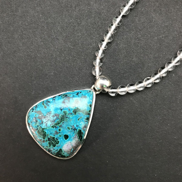 Chrysocolla & Sterling Teardrop Pendant