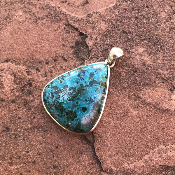 Chrysocolla & Sterling Teardrop Pendant