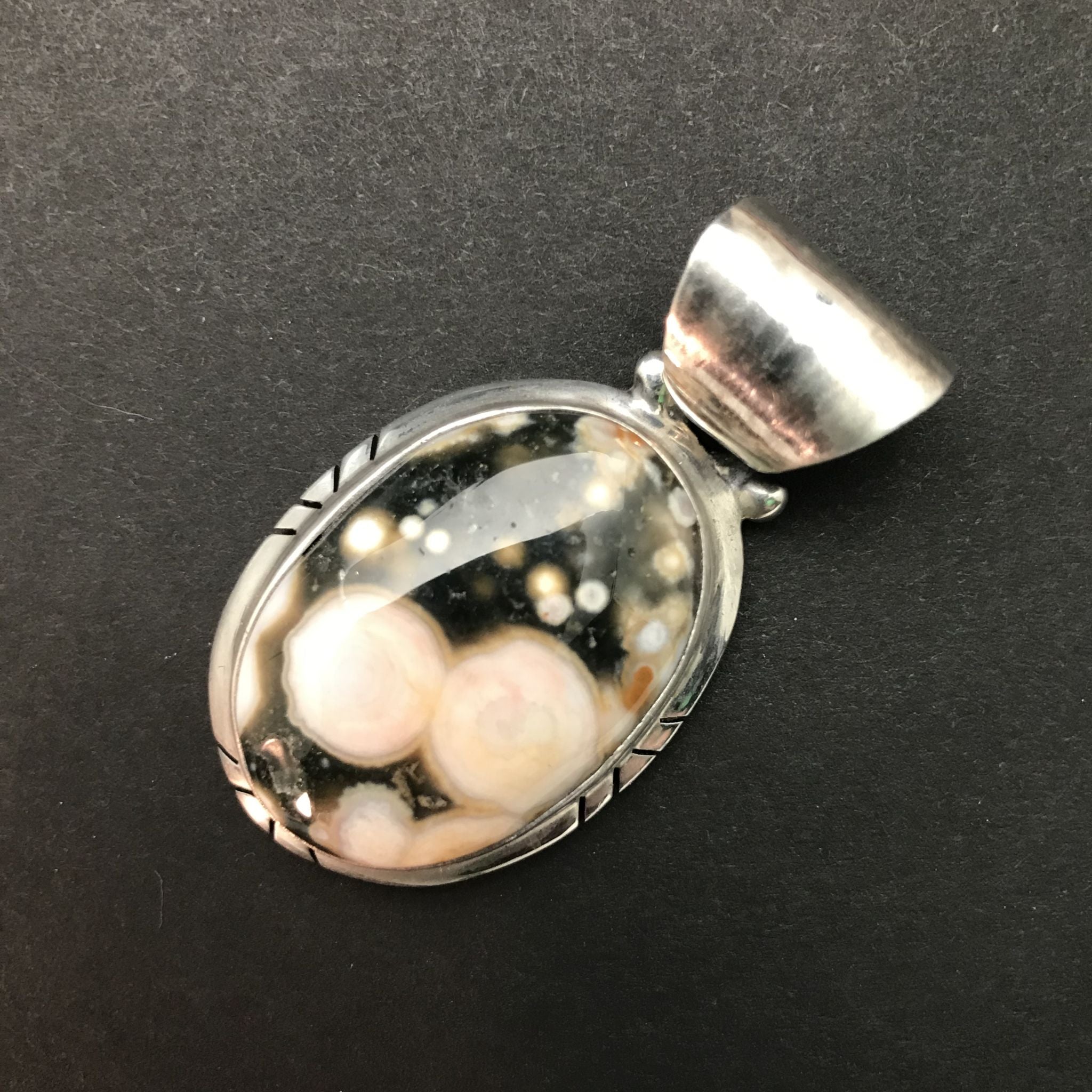 Ocean Jasper & Sterling Oval Droplets Pendant