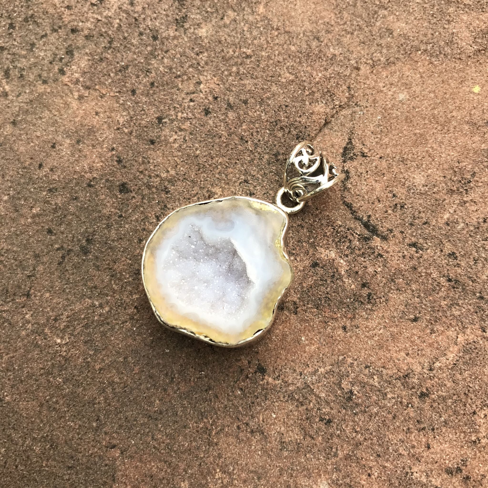 Blue Chalcedony Druzy & Sterling Pendant