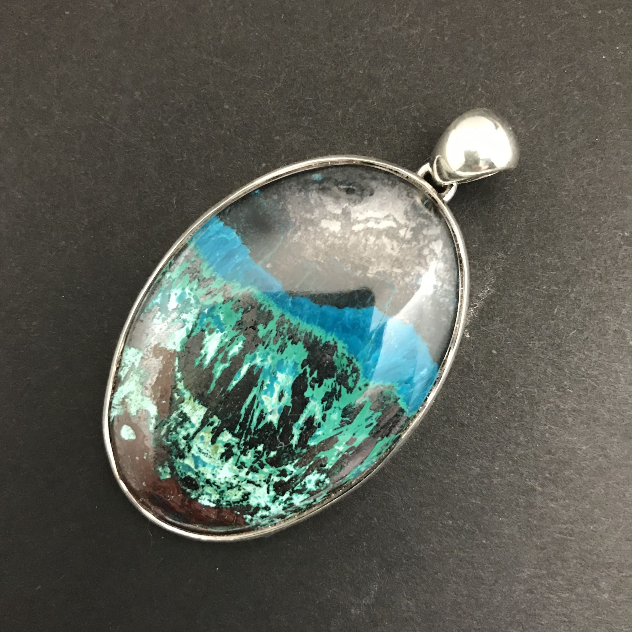 Chrysocolla & Sterling Landscape Pendant