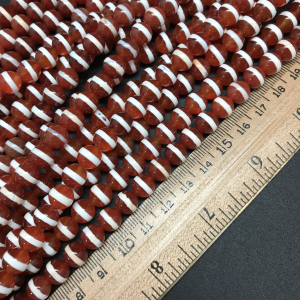 Striped Carnelian Round Beads - 8mm