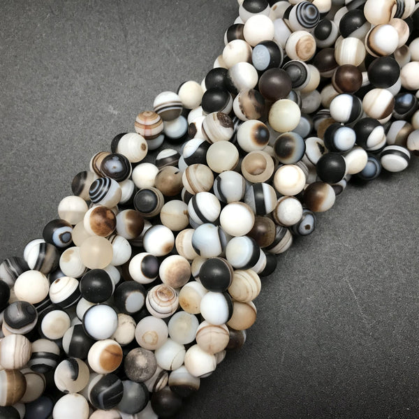 Dzi Agate Banded Round Beads - 8mm