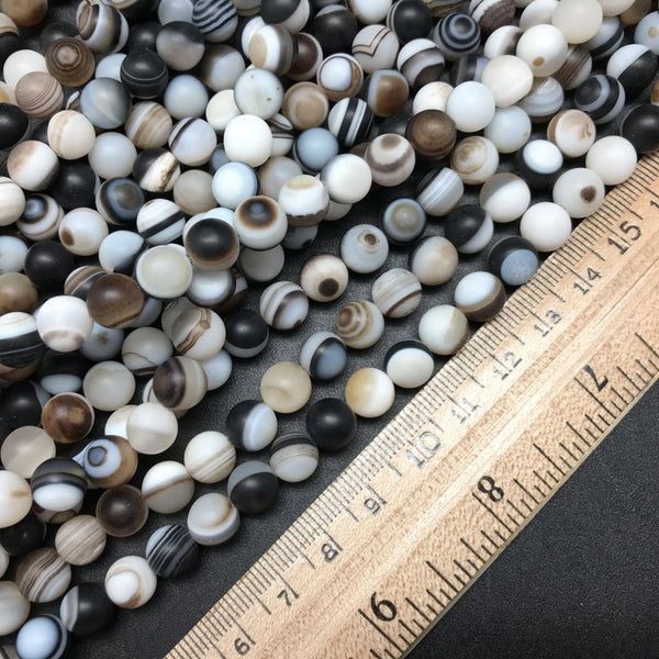 Dzi Agate Banded Round Beads - 8mm