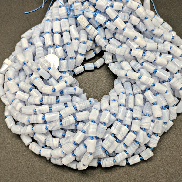 Blue Lace Agate 6x5mm Tube Beads