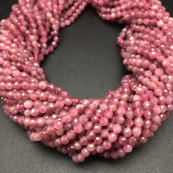 Pink Ruby Faceted 4mm Beads