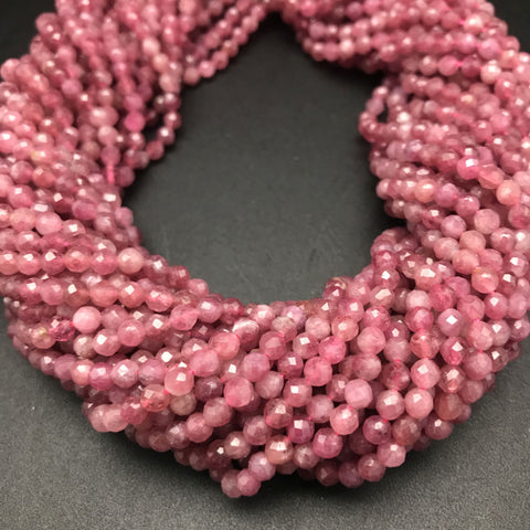 Pink Ruby Faceted 4mm Beads
