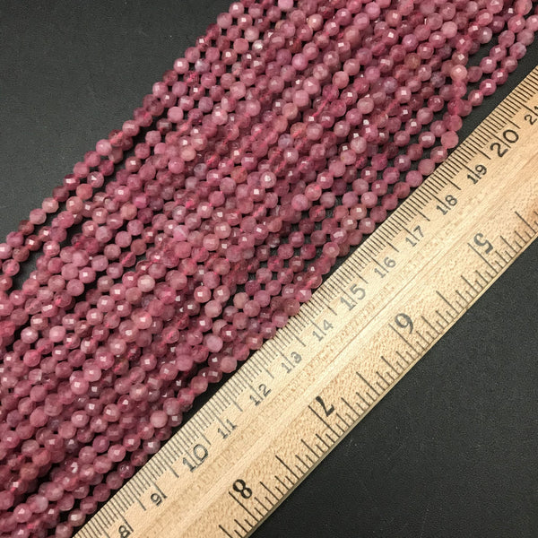 Pink Ruby Faceted 4mm Beads