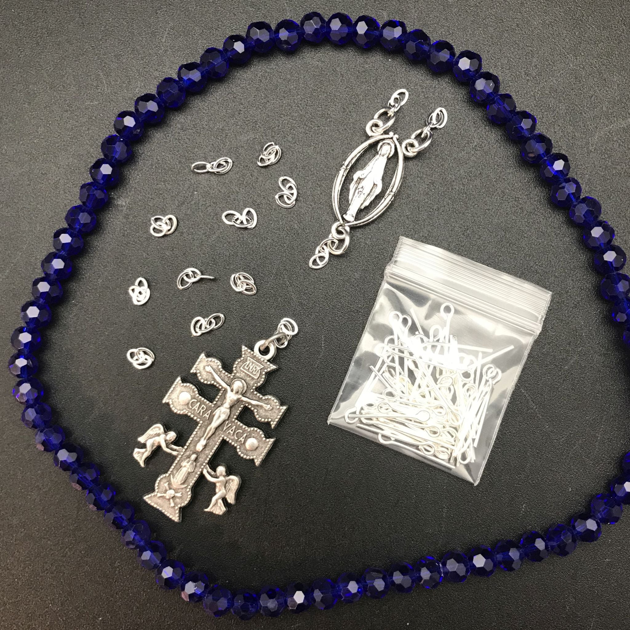 Rosary Kit: Cobalt Crystal