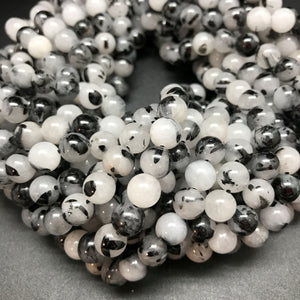 Tourmalinated Quartz Round Beads - 8mm