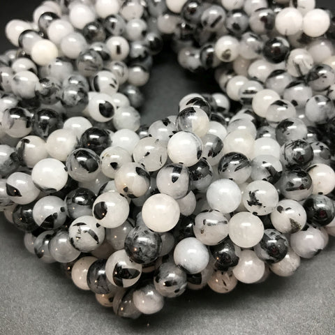 Tourmalinated Quartz Round Beads - 8mm