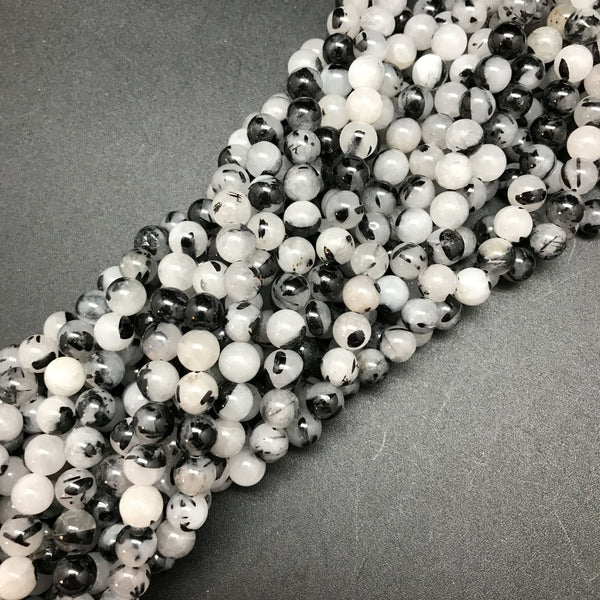 Tourmalinated Quartz Round Beads - 8mm