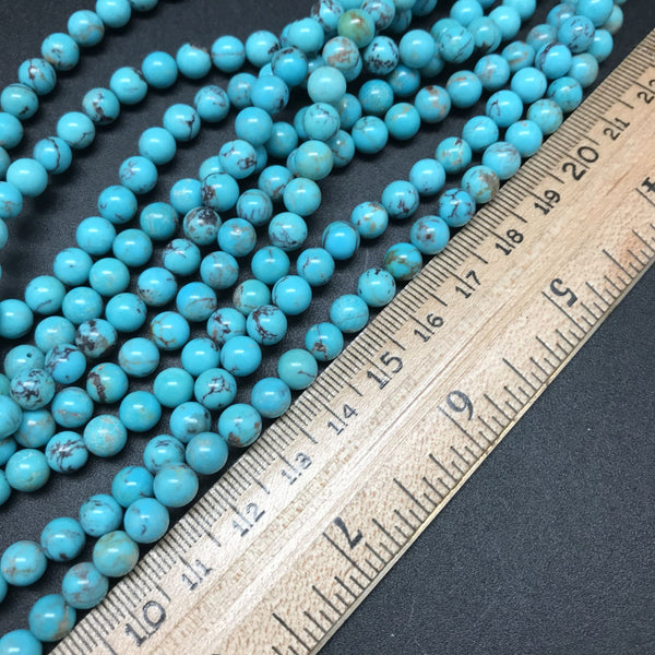 Turquoise, Blue with Matrix, 6mm Round